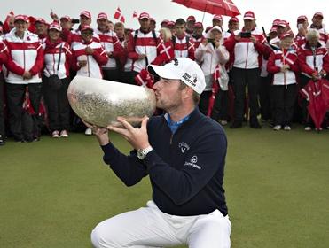 Marc Warren with the stunning Made In Denmark trophy